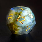 DragonStone Logo D&D Labradorite Engraved Gemstone Dice Set
