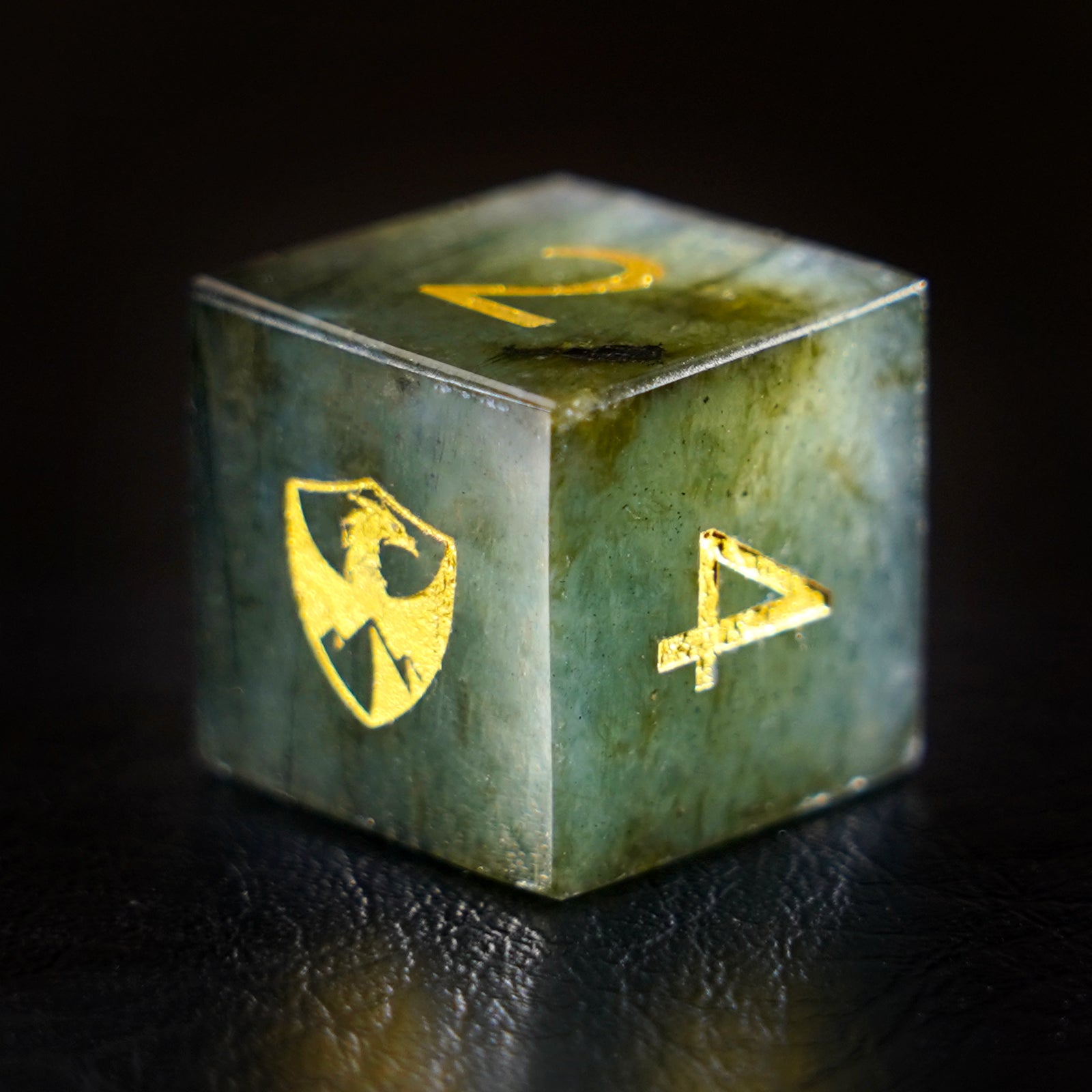 DragonStone Logo D&D Labradorite Engraved Gemstone Dice Set