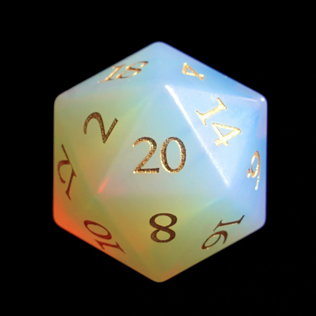 DragonStone Logo D&D Opal Engraved Gemstone Dice Set