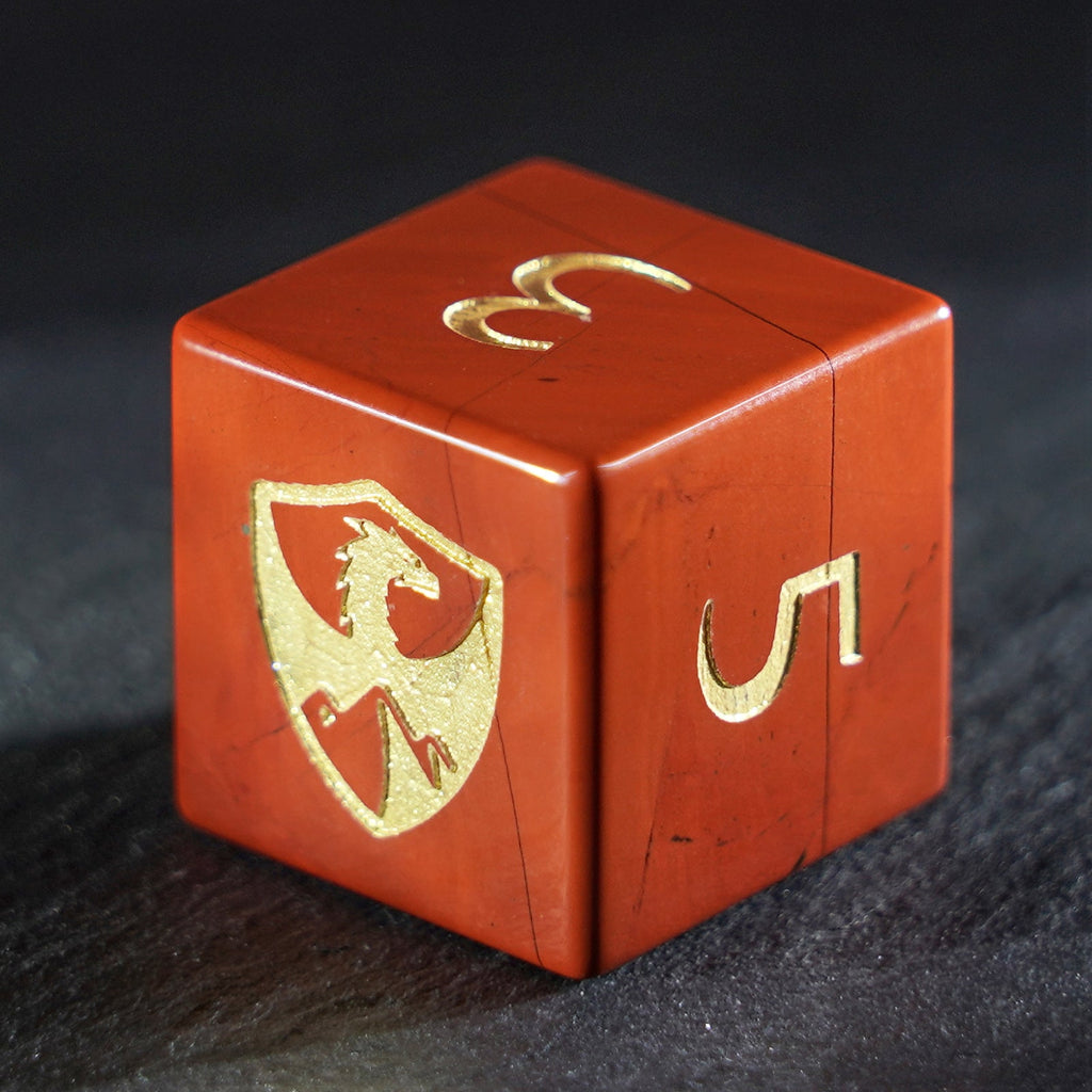 DragonStone Logo D&D South African Red Jasper Dice Set