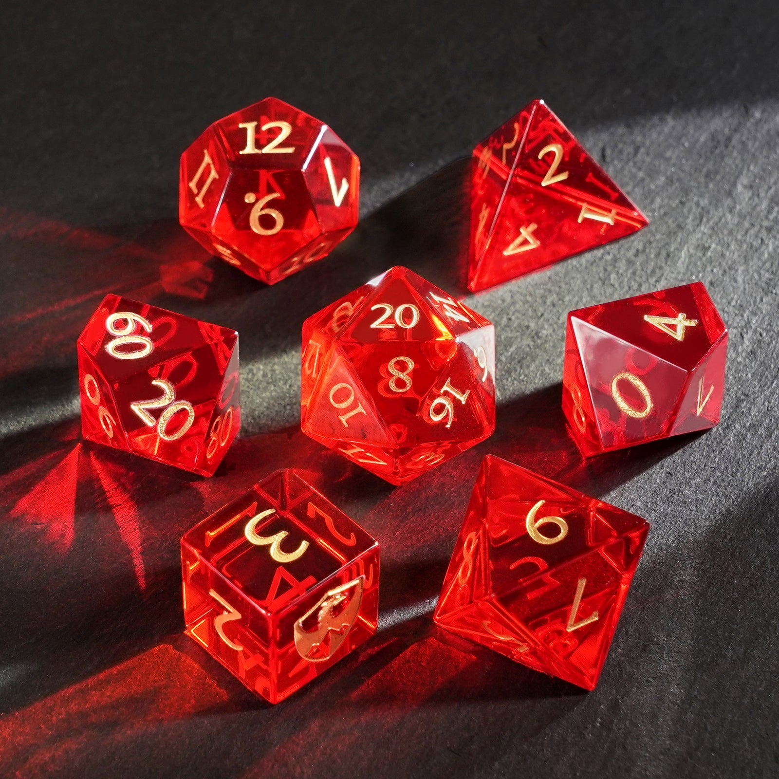 DragonStone Logo D&D Red Zircon Dice Set