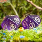 Dreamweaver · Amethyst Engraved Gemstone Dice Set