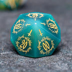 Jade Alchemist · Green Agate Engraved Gemstone Dice Set