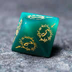 Jade Alchemist · Green Agate Engraved Gemstone Dice Set