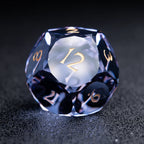 Lavender Moon symbol Multi-faceted Prism Glass Engraved Dice Set