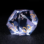 Lavender Moon symbol Multi-faceted Prism Glass Engraved Dice Set