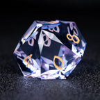 Lavender Moon symbol Multi-faceted Prism Glass Engraved Dice Set