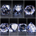 Lavender Moon symbol Multi-faceted Prism Glass Engraved Dice Set