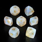 Opal Multi-faceted Prism Glass Engraved Dice Set