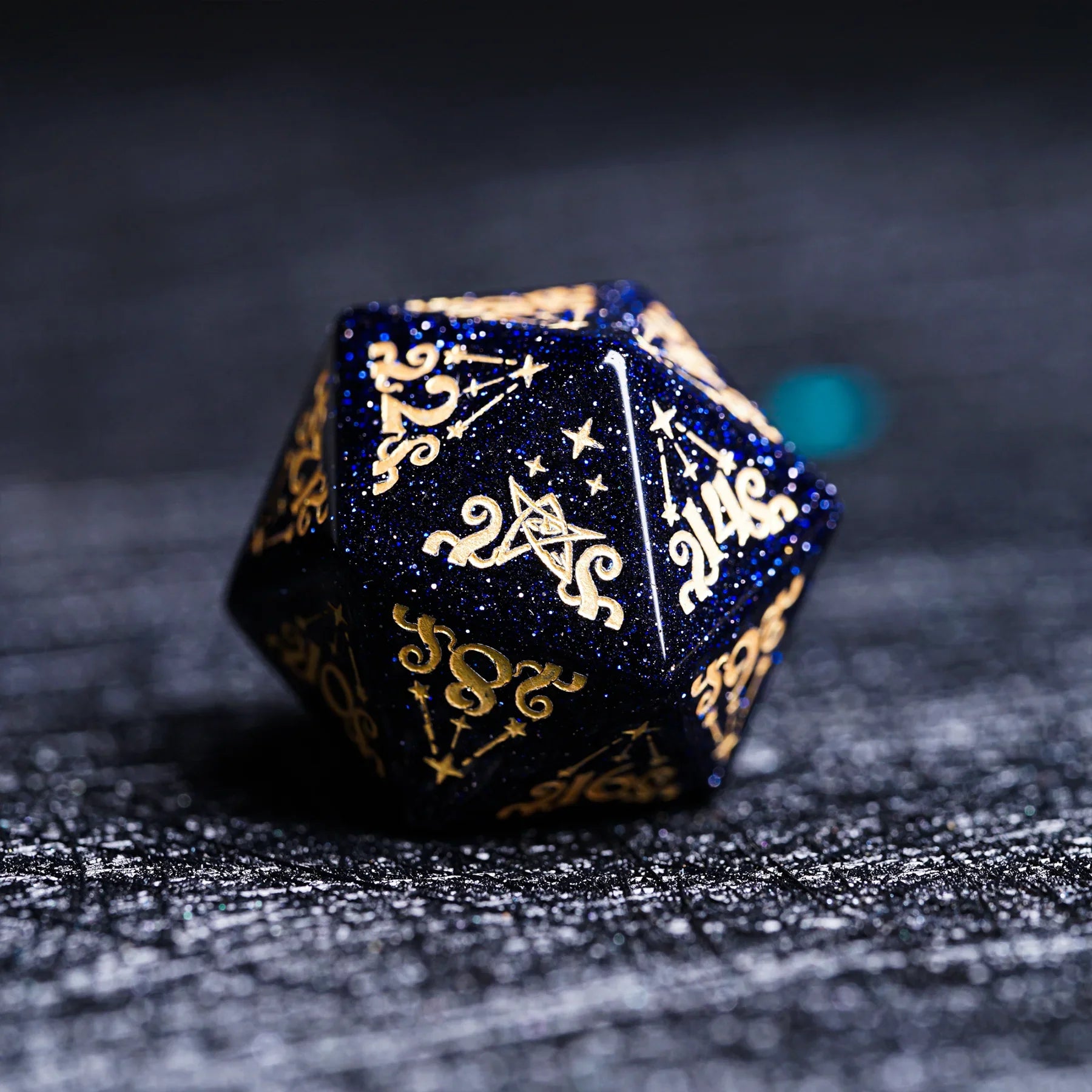 Star Murmur · Blue Sandstone Engraved Gemstone Dice Set